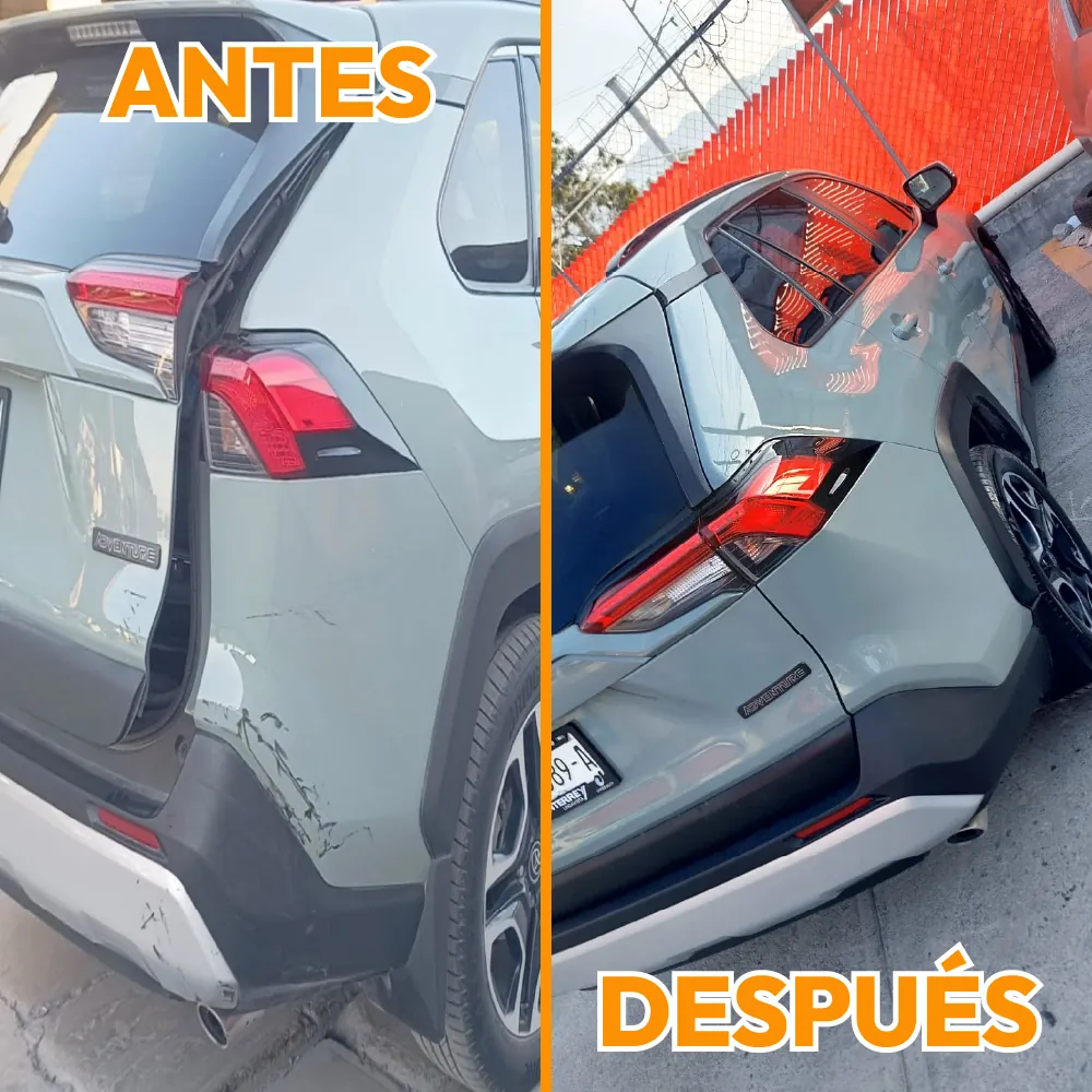 Resultado final de restauración completa de carrocería automotriz